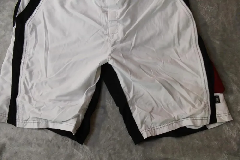 Greg Norman Board Shorts Mens 40 White Colorblock Drawstring Lined Pockets